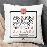 Thumbnail 1 - Personalised 35th (Coral) Anniversary Sharing the Sofa Cushion