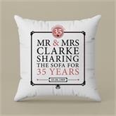 Thumbnail 2 - Personalised 35th (Coral) Anniversary Sharing the Sofa Cushion