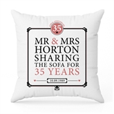 Thumbnail 5 - Personalised 35th (Coral) Anniversary Sharing the Sofa Cushion