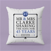 Thumbnail 2 - Personalised 45th (Sapphire) Anniversary Sharing the Sofa Cushion