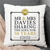 Thumbnail 1 - Personalised 50th (Golden) Anniversary Sharing the Sofa Cushion