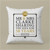 Thumbnail 2 - Personalised 50th (Golden) Anniversary Sharing the Sofa Cushion