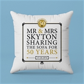 Thumbnail 4 - Personalised 50th (Golden) Anniversary Sharing the Sofa Cushion