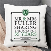 Thumbnail 1 - Personalised 55th (Emerald) Anniversary Sharing the Sofa Cushion