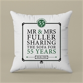 Thumbnail 2 - Personalised 55th (Emerald) Anniversary Sharing the Sofa Cushion