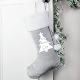 Thumbnail 1 - Personalised Christmas Tree Luxury Silver Grey Stocking