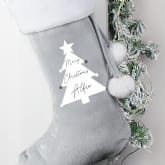 Thumbnail 2 - Personalised Christmas Tree Luxury Silver Grey Stocking