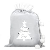 Thumbnail 3 - Personalised Christmas Tree Luxury Silver Grey Pom Pom Sack
