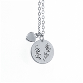 Thumbnail 10 - Personalised Birth Flower Brushed Heart and Disc Necklaces