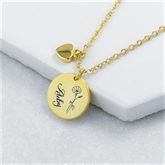 Thumbnail 4 - Personalised Birth Flower Brushed Heart and Disc Necklaces