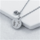 Thumbnail 8 - Personalised Birth Flower Brushed Heart and Disc Necklaces