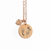 Thumbnail 9 - Personalised Birth Flower Brushed Heart and Disc Necklaces