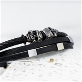 Thumbnail 4 - Personalised Men's Skulls Leather Rope Bracelet