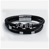 Thumbnail 6 - Personalised Men's Skulls Leather Rope Bracelet