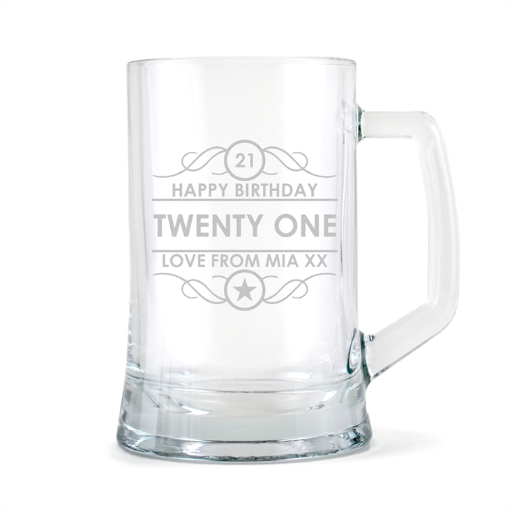 Personalised 21st Birthday Glass Tankard Find Me A T