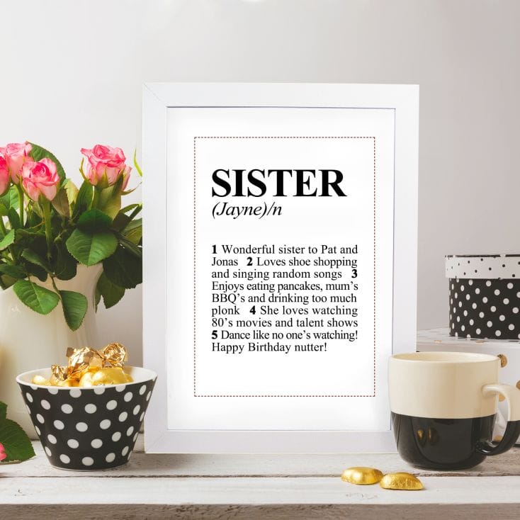 Personalised Sister Dictionary Definition Print | Find Me ...