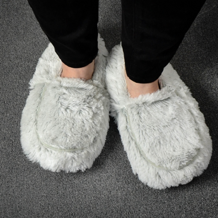 Plush Grey Microwavable Slippers | Find Me A Gift