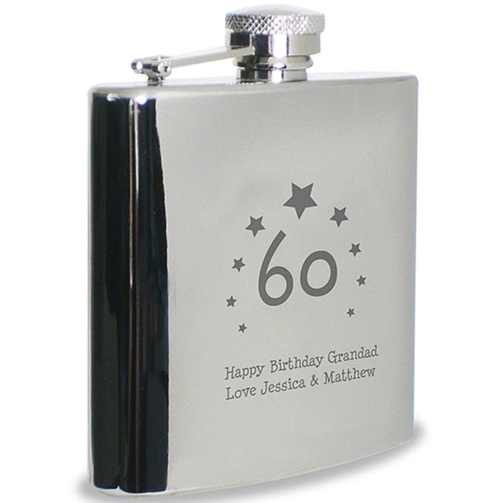 60th Birthday Hip Flask Engraved | Find Me A Gift