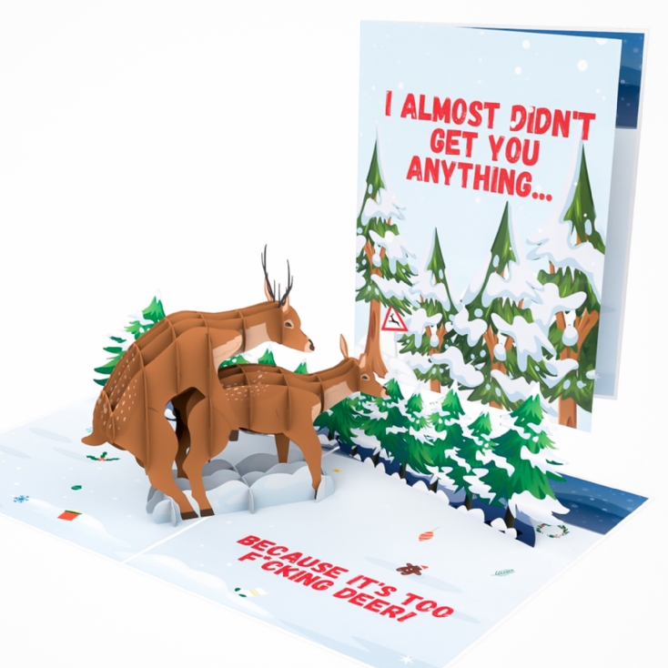 Too Fucking Deer Pop Up Christmas Card Find Me A T