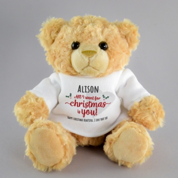 Personalised All I Want For Christmas Teddy Bear