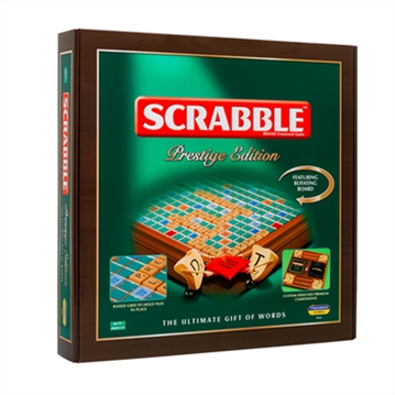 Prestige Scrabble with Rotating Turntable & Wooden Storage Box