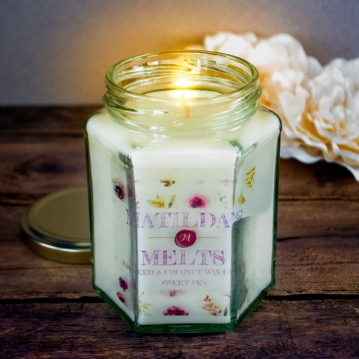 Sweet Pea Scented Jam Jar 50 Hr Burntime Candle 