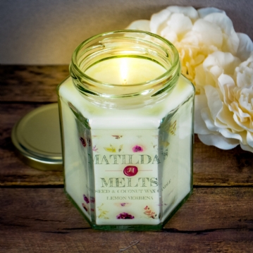 Lemon Verbena Scented Jam Jar 50 Hr Burntime Candle 