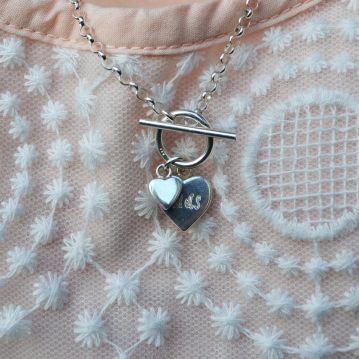 Engraved Sterling Silver Locket and Key Necklace