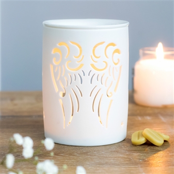 White Angel Wings Cut Out Ceramic Oil Burner