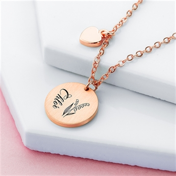 Personalised Birth Flower Brushed Heart and Disc Necklaces