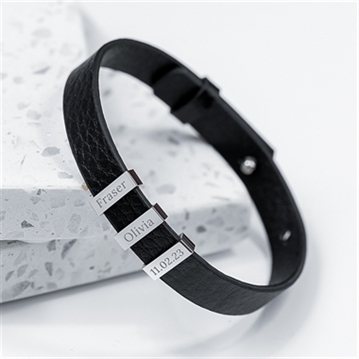 Personalised Men's Soho Tag Black Leather Bracelet