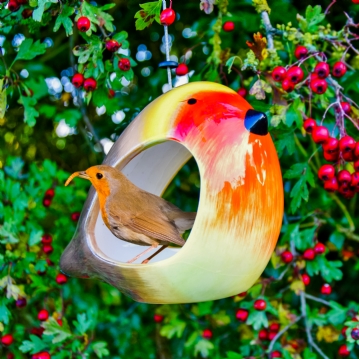 Ceramic Robin Bird Feeder